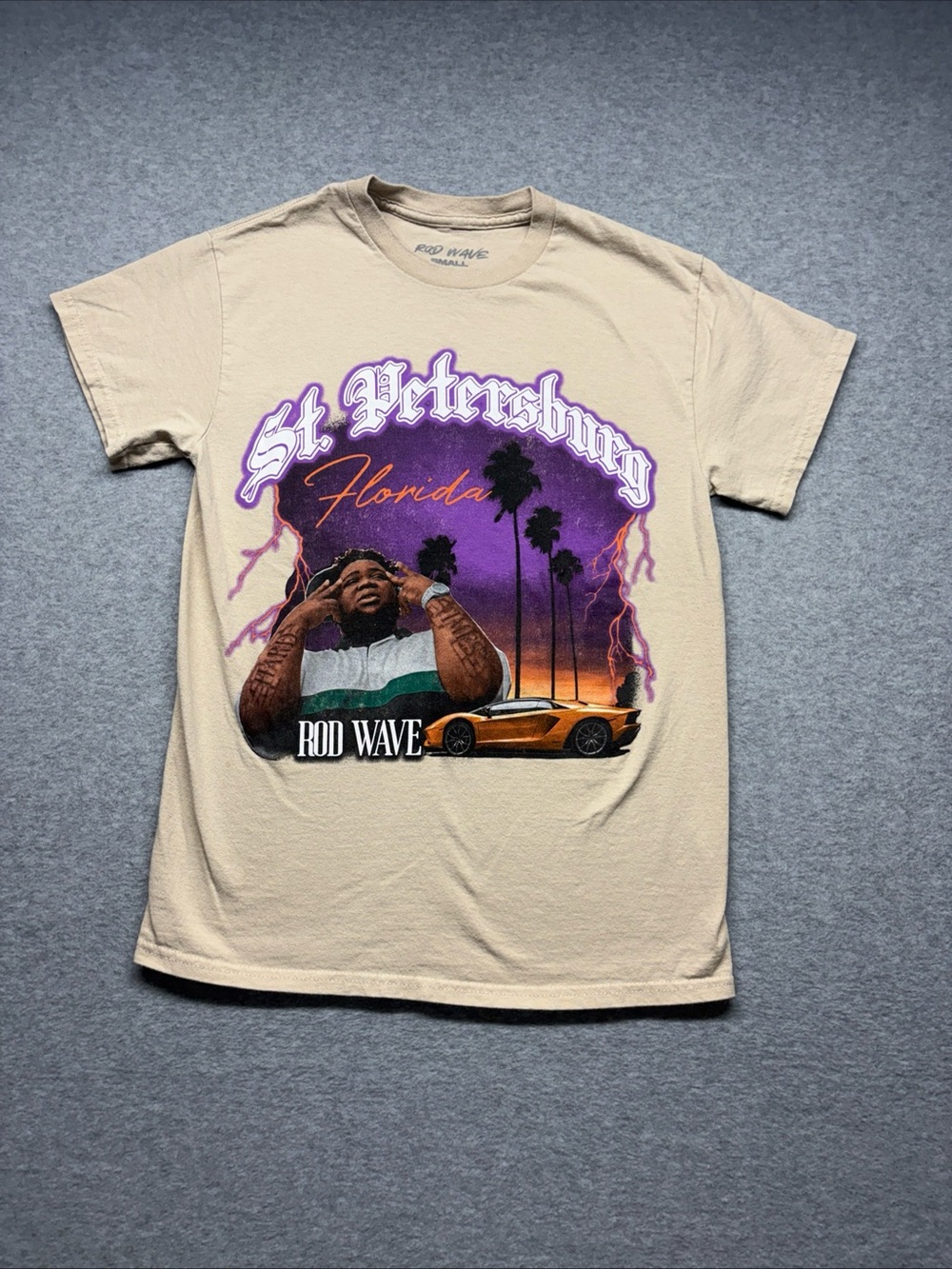 St. Petersburg Florida Rod Wave Graphic T- Beige